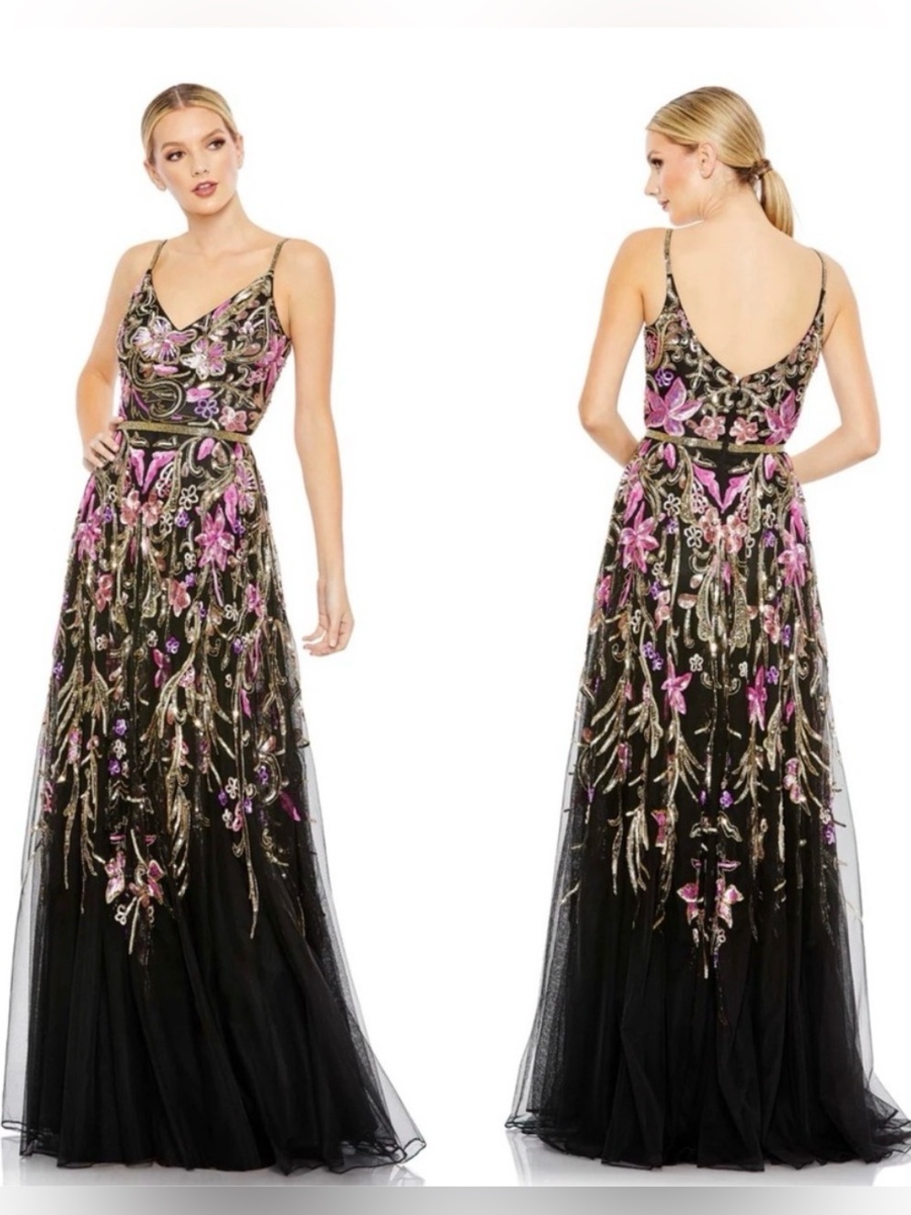 Mac Duggal 5671 Floral Sequin Gown